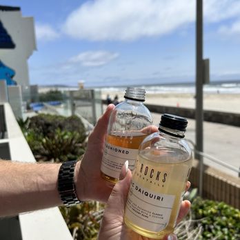 The Wayfarer San Diego - Mini cocktails we bought in Lobby, and our room balcony! - San Diego, CA