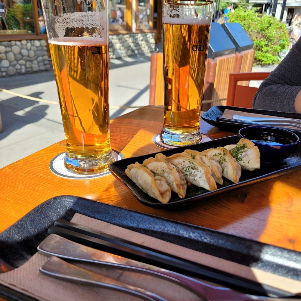 Block Kitchen + Bar - 2 local beers, sunshine and the kimchi and pork gozas so tasty! - Sandwiches Near Me - Banff, Alberta