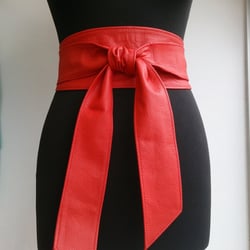Poltsa - Red Leather Obi Belt