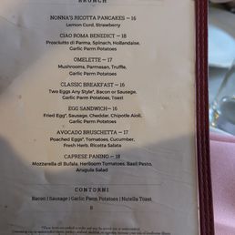 Brunch menu