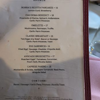 Ciao Roma - Brunch menu - Italian Near Me - Boston, Massachusetts