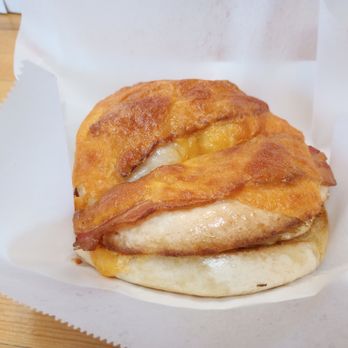 Bandon Baking Company - Egg mitt with sausage and american cheese - Bakeries Near Me - Bandon, Oregon Bandon Baking Company - Egg mitt with sausage and american cheese - Bakeries Near Me - Bandon, Oregon