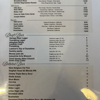 The Narrows - Wine/beer list - Desserts Near Me - Upper Black Eddy, Pennsylvania