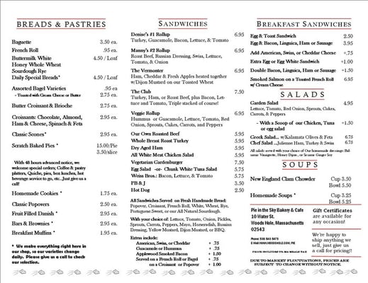 Menu photo 7 Pie In The Sky Woods Hole, MA Menu photo 7 Pie In The Sky Woods Hole, MA