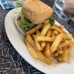 Boys Town - Boys Town burger with fries, all the toppings (lettuce, tomato, onion, pickle)