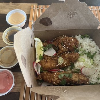 Jesse Boy - Chicken tenders spicy with the sauces - aioli, Diablo, yuzu and pickled radish. - Korean Near Me - Los Angeles, California