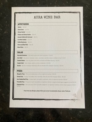 Menu photo 1 Aura Wine & Bar New Rochelle, NY