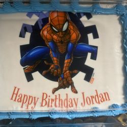 Krogers - Spider-Man birthday cake - marble whipped frosting
