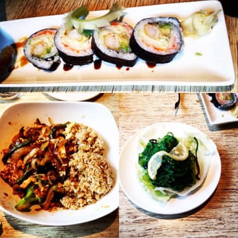 Mongo - Shrimp tempura roll, chicken stirfry and seaweed salad. Super delicious. - Mongolian Near Me - Pearland, Texas
