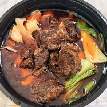 Jun BBQ - Spicy beef noodle soup...Just a yummy succulent hug.  That beef is so tender and succulent! Hand made noods too! - Dim Sum Near Me - Bakersfield, California