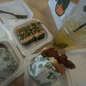 Shootz - spam brûlée musubi (top)  Katsu Chicken Sando (bottom) - Hawaiian Near Me - Ontario, California
