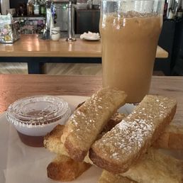 French Toast Sticks and Iced Latte (16 oz) with Caramel French Toast Sticks and Iced Latte (16 oz) with Caramel