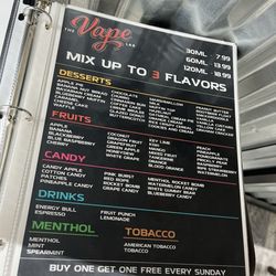 The Vape Lab 2 - House juice flavor sheet