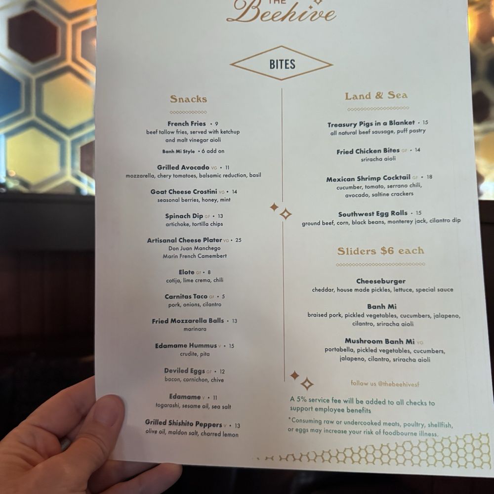 The Beehive - Menu - Cocktail Bars Near Me - San Francisco, California The Beehive - Menu - Cocktail Bars Near Me - San Francisco, California