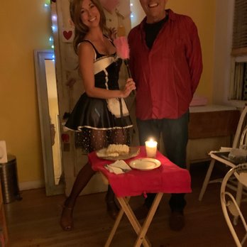 Best Singing Telegrams - My super happy friend and the darling French maid who was amazing! - Party Characters Near Me