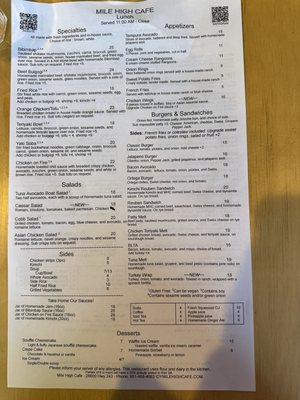 Menu photo 4 Mile High Cafe Idyllwild, CA