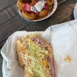Schianos Pizza - California Chicken Cheesesteak and Onion Rings