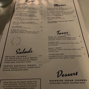 Social Hall - Current menu- February 2020 - Bars Near Me - Tempe, Arizona Social Hall - Current menu- February 2020 - Bars Near Me - Tempe, Arizona