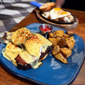 de Fuego - Smoked Brisket Benedict; Follow me @RimyEats on Instagram - Latin American Near Me - Clackamas, Oregon
