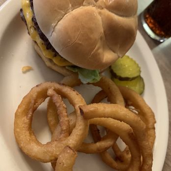 Chef-O-Nette Restaurant - Double Cheeseburger Plate Sandwich with onion rings - Diners Near Me - Columbus, Ohio Chef-O-Nette Restaurant - Double Cheeseburger Plate Sandwich with onion rings - Diners Near Me - Columbus, Ohio
