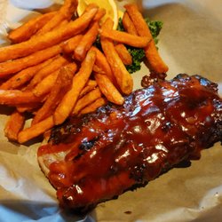 1/2 rack of ribs and sweet potato fries.