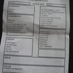 Sandwich menu Sandwich menu