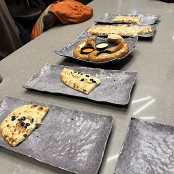 Live Axe - White Flatbread Pizza and House Pretzel - Axe Throwing Near Me - New York, New York