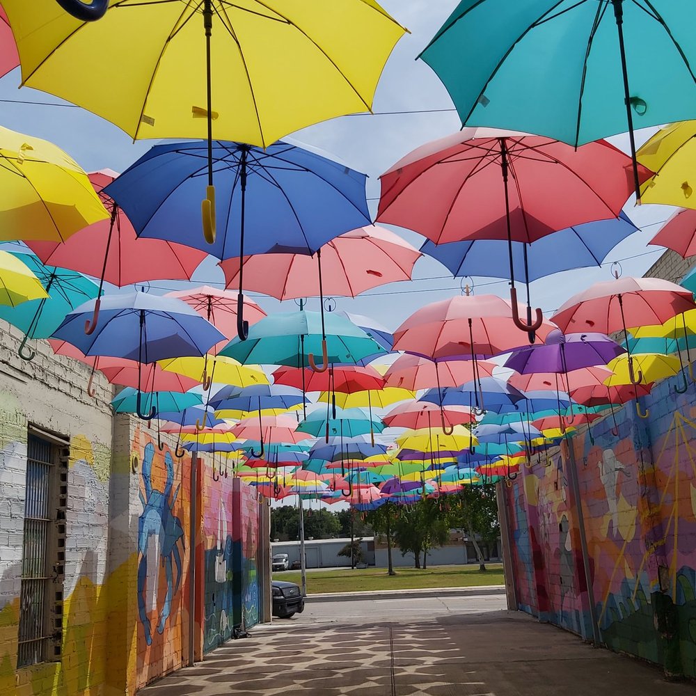Umbrella Alley - Public Art Near Me - Baytown, Texas Umbrella Alley - Public Art Near Me - Baytown, Texas