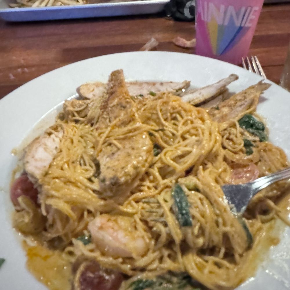 Cover 3 - Round Rock - Angel hair pasta with shrimp and blackened chicken - Sports Bars Near Me - Round Rock, Texas