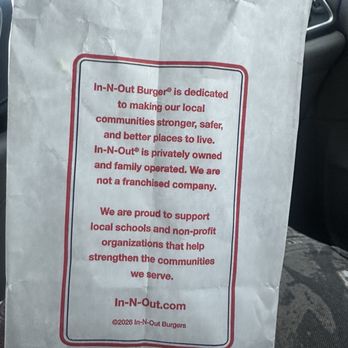 In-N-Out Burger - Love knowing I'm supporting this business because they care enough to let their customer know what they care about and support. - Burgers Near Me - Fairfield, California In-N-Out Burger - Love knowing I'm supporting this business because they care enough to let their customer know what they care about and support. - Burgers Near Me - Fairfield, California