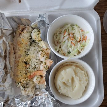 Wagner's Grill - Baked seafood platter with mashed potatoes and coleslaw - American Near Me - Sanborn, New York
