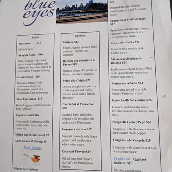 Blue Eyes Restaurant - Menu September 2026 - Pizza Near Me - Hoboken, New Jersey