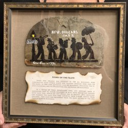 South Hill Gallery - A slate tile from New Orleans.  We added the text descriptor, with deckled and burned edges.