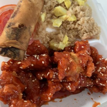 Double Wired Espresso - Sesame A12 Sesames Chicken Combo - egg was rubbery, delicious eggroll - Coffee & Tea Near Me - Renton, Washington