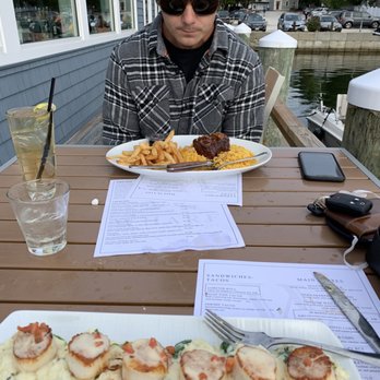 The Wharf - Filet mignon w/ Portuguese rice and fries & scallops BLT - Seafood Near Me - Warren, Rhode Island