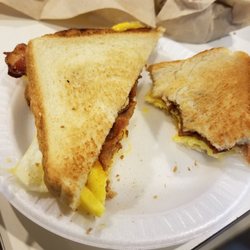 T-Bird Cafe - No fancy plates or silverware, just a yummy bec sandwich on toast.