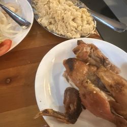 Quick Galetos - Half chicken and Farofa with banana.