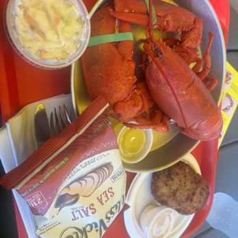 Thurston's Lobster Pound - 2# Lobster, crab cakes, coke slaw, & chips - Seafood Near Me - Bernard, Maine Thurston's Lobster Pound - 2# Lobster, crab cakes, coke slaw, & chips - Seafood Near Me - Bernard, Maine