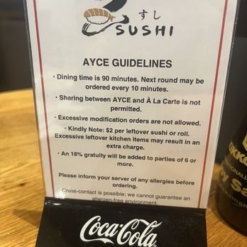 Z Sushi - AYCE guidelines - Sushi Bars Near Me - Upland, California