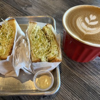 Big Mug Coffee Roaster - The perfect breakfast  Gilgeori (gil-go-ri) Toast and a large mocha - Coffee Roasteries Near Me - Santa Clara, California