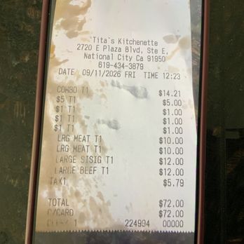 Tita's Kitchenette - This is my receipt - Filipino Near Me - National City, California Tita's Kitchenette - This is my receipt - Filipino Near Me - National City, California