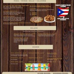 Papa's Puerto Rican Cuisine & New York Style Pizzeria - Papa's Puerto Rican Cuisine & New York Style Pizzeria - Menu Page 2 of 2