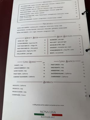 Menu photo 1 Mona Lisa Mare E Monti San Francisco, CA