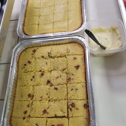 Stingers BBQ & Catering - Another view Top- honey cornbread Bottom- Bacon jalapeño and cheddar cornbread
