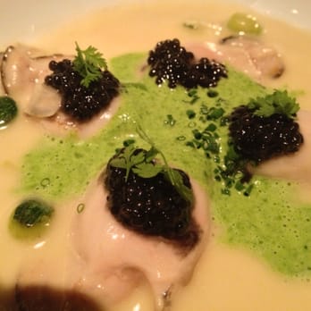 Gary Danko - Glazed oysters, Osetra caviar, zucchini, butter lettuce cream - New American Near Me - San Francisco, California Gary Danko - Glazed oysters, Osetra caviar, zucchini, butter lettuce cream - New American Near Me - San Francisco, California