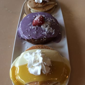 My Cafe - Flight of the Pancakes - Lilikoi was my favorite of the trio! - Breakfast & Brunch Near Me - Kapolei, Hawaii