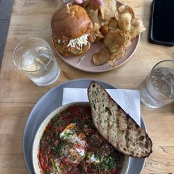 Wildflower Bakeshop & Cafe - Shakshuka and Fried Chicken Sandwich