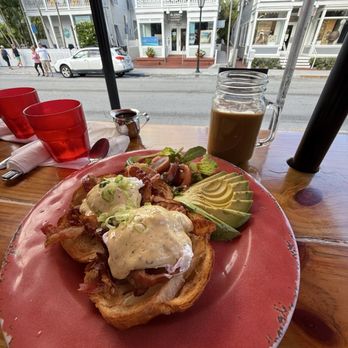 La Grignote - Eggs Benedict over a croissant with bacon! - Bakeries Near Me - Key West, Florida
