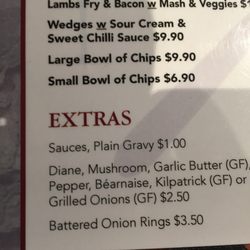 TAB Railway Hotel - Clearly states $1 for sauces and plain gravy. Staff were trying to charge us $3 - so for 6 people, $18 for sauce!