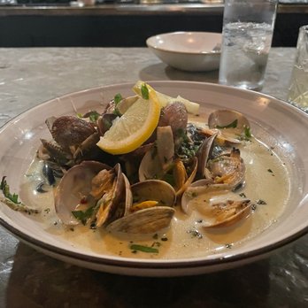 Larch - Linguine (squid ink) with clams - Pasta Shops Near Me - Leavenworth, Washington Larch - Linguine (squid ink) with clams - Pasta Shops Near Me - Leavenworth, Washington